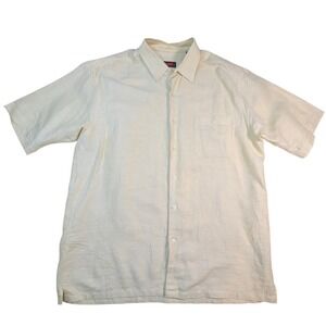 Austin Reed Linen Blend Button Up Short Sleeve Casual Shirt XL